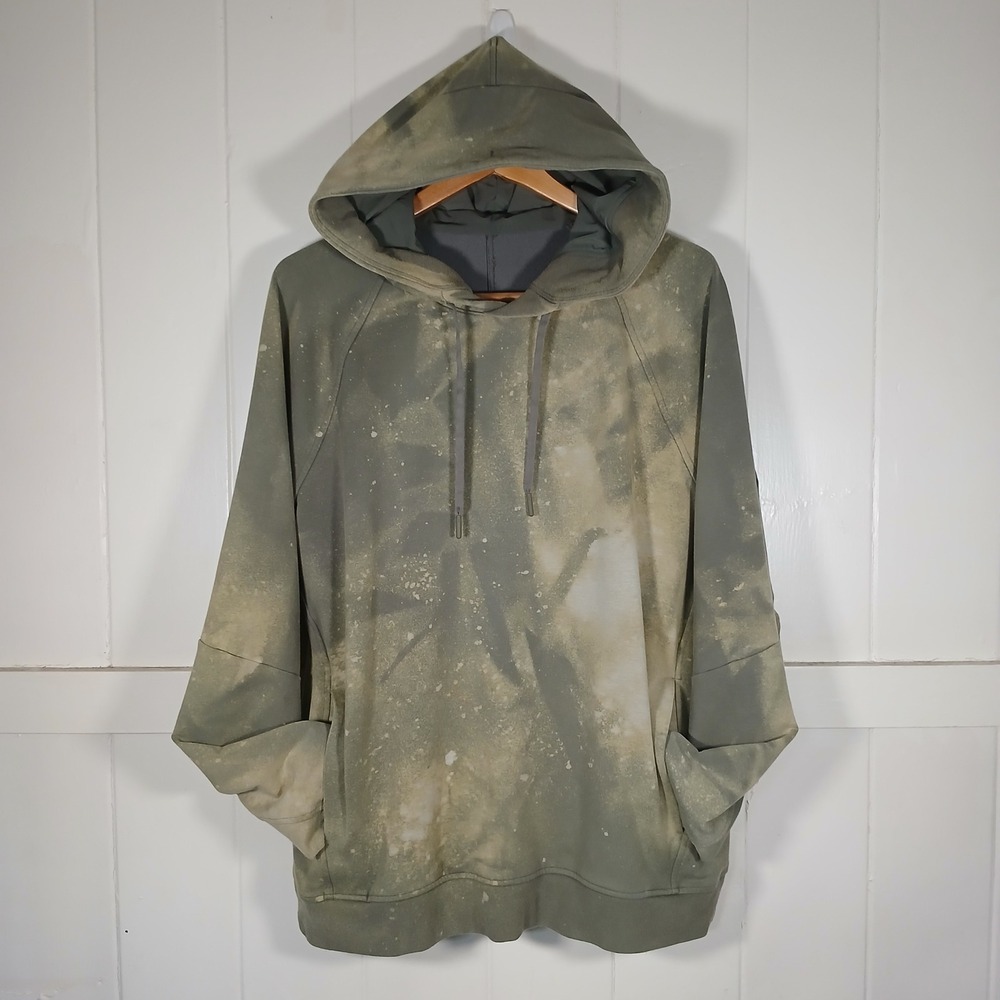 Lululemon Hoodie Mens Large Green Acid Wash Bleach Dye Pullover Sweatshirt